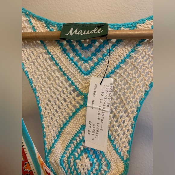 Anthropologie Maude Boho Crochet Back Maxi Dress Small NWT Double Side Slit - Picture 3 of 8